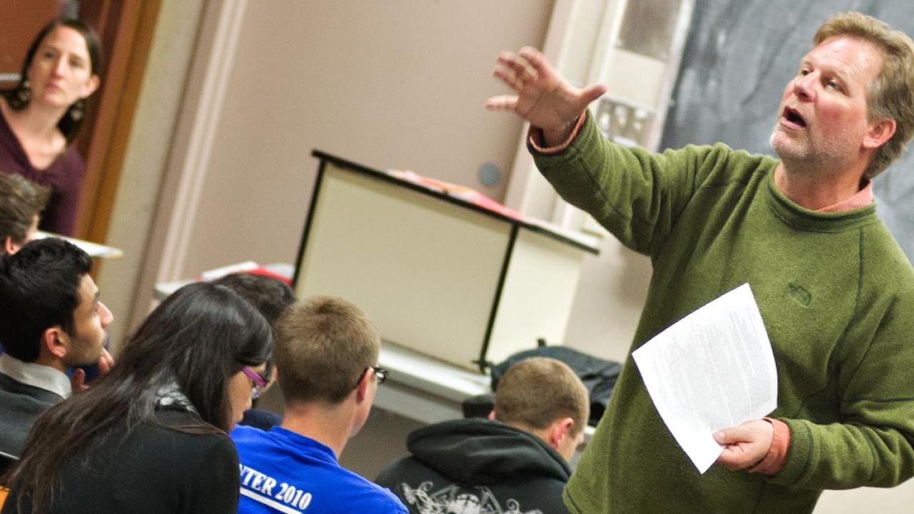 Professor Randy Dahlgren engages his students in the classroom