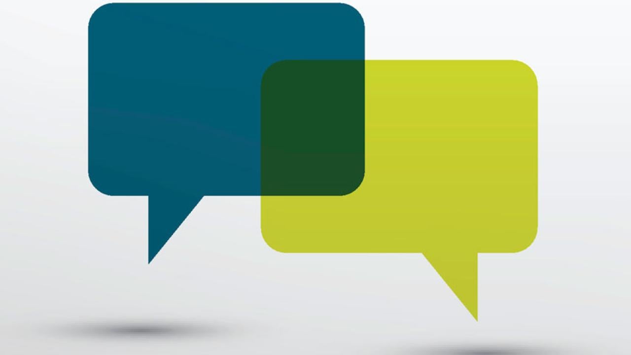 Graphic: 2 dialogue bubbles