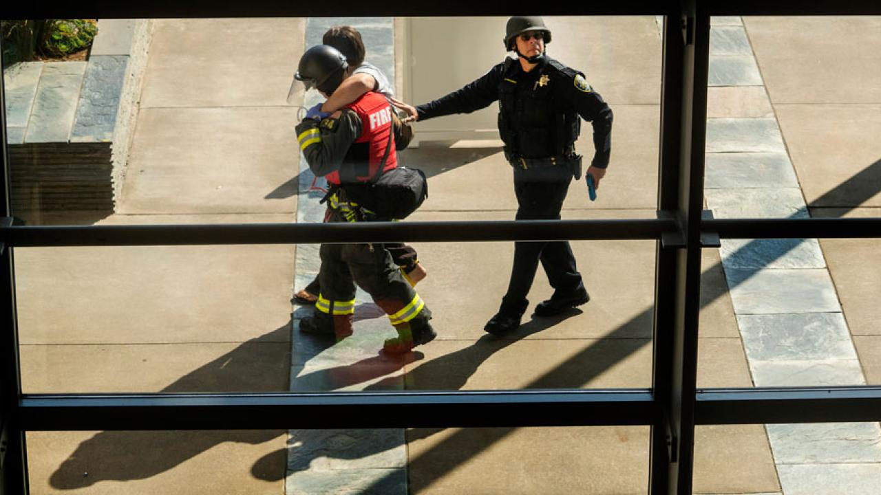 View through a window, inside looking out
