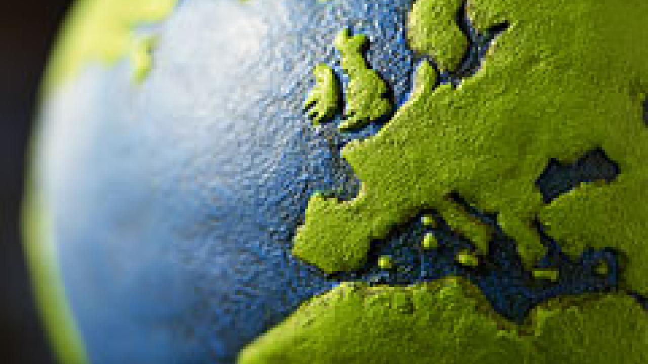 Graphic: model of the earth looking at Europe and Africa