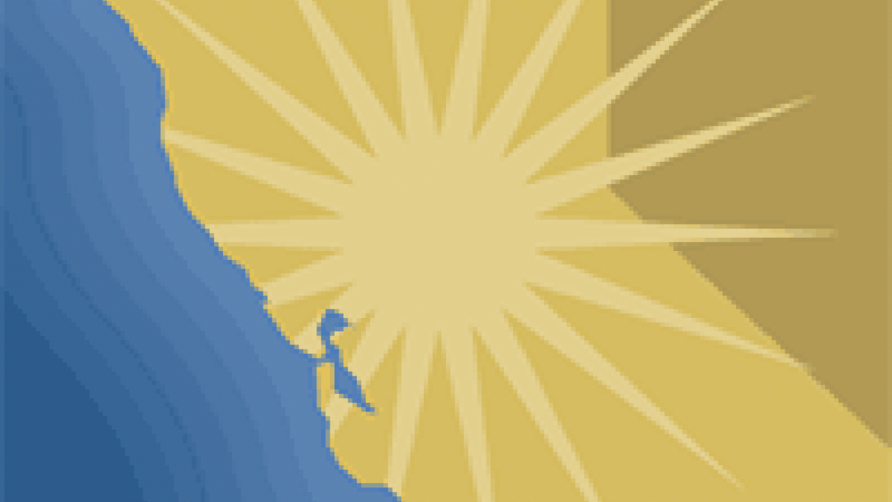 graphic image: state of California with eminating star from center