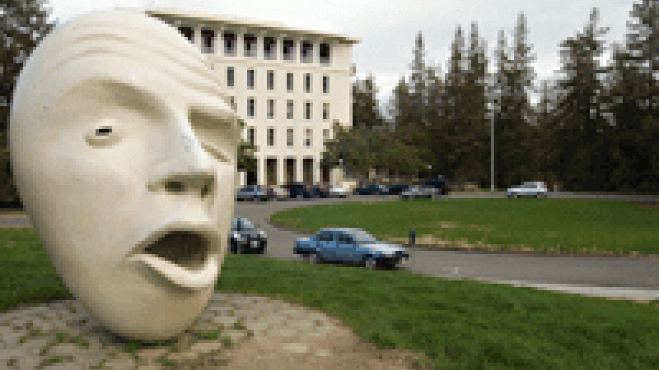 The earless Eggheads at the School of Law will be moved across the street to the traffic circle in front of Mrak Hall. 