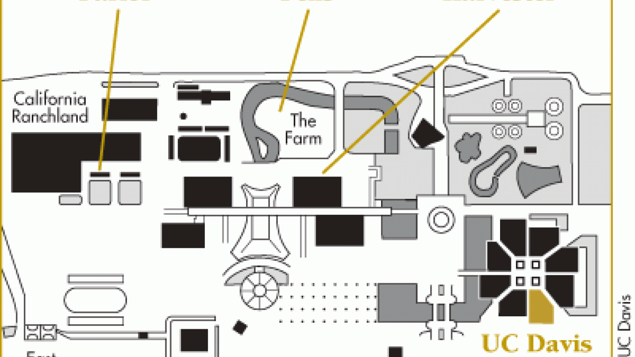 State fair map showing location of the UC Davis pavilion and other UC Davis exhibits