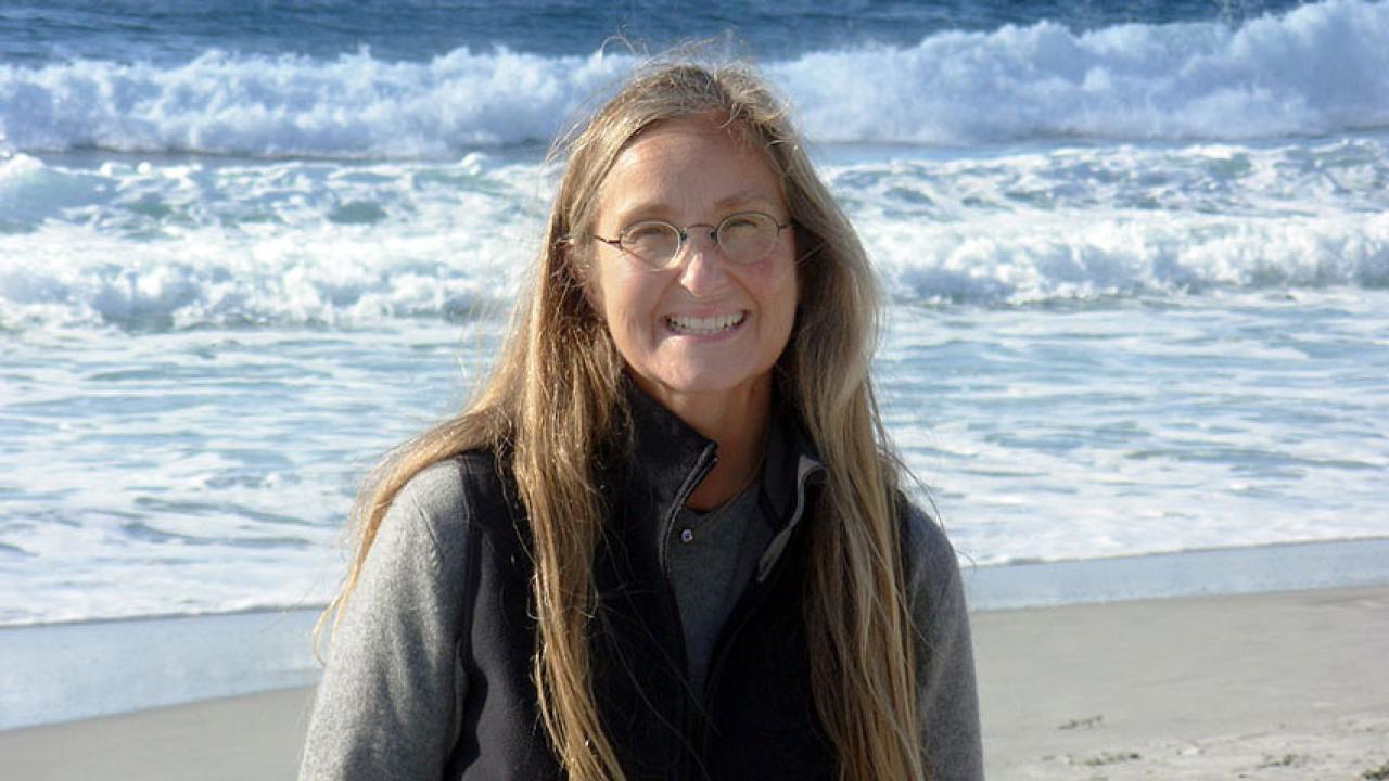 Photo: Sandra Carlson, ocean waves behind her