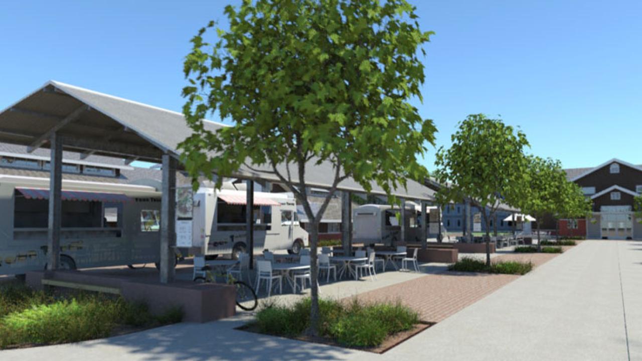 Artist rendering: Food trucks and shelters