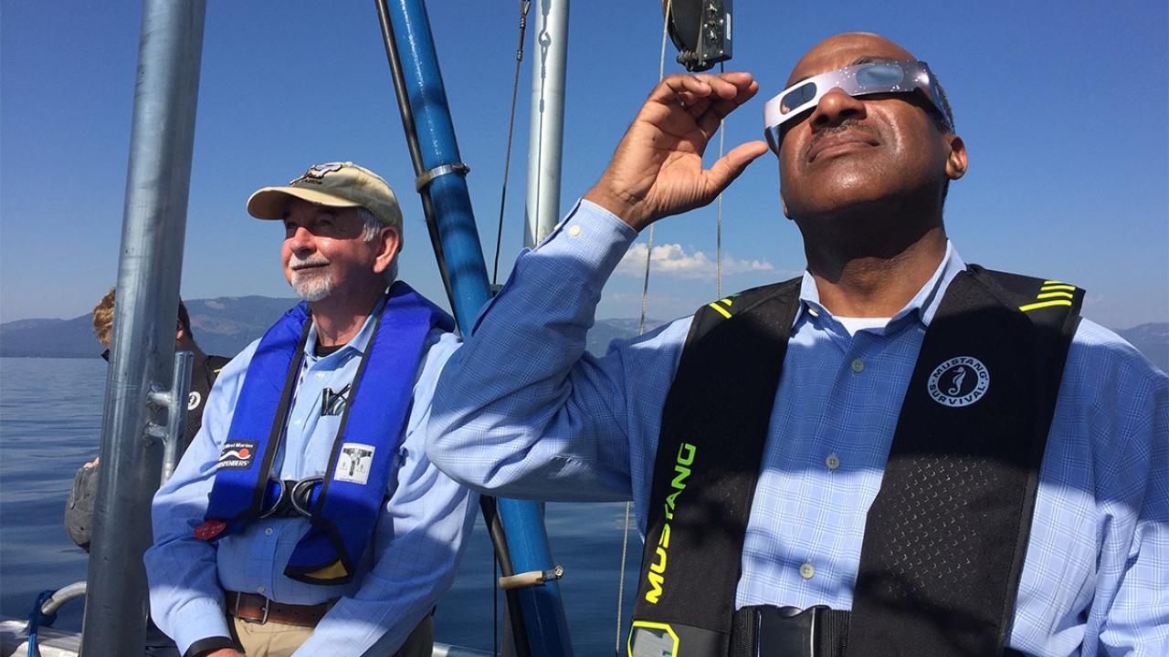 Cameron Carter and Gary May during eclipse.