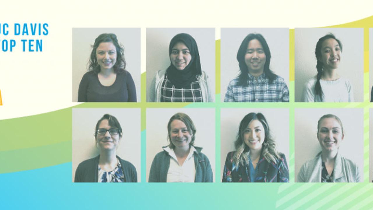 10 mugshots in UC Davis Grad Slam graphic