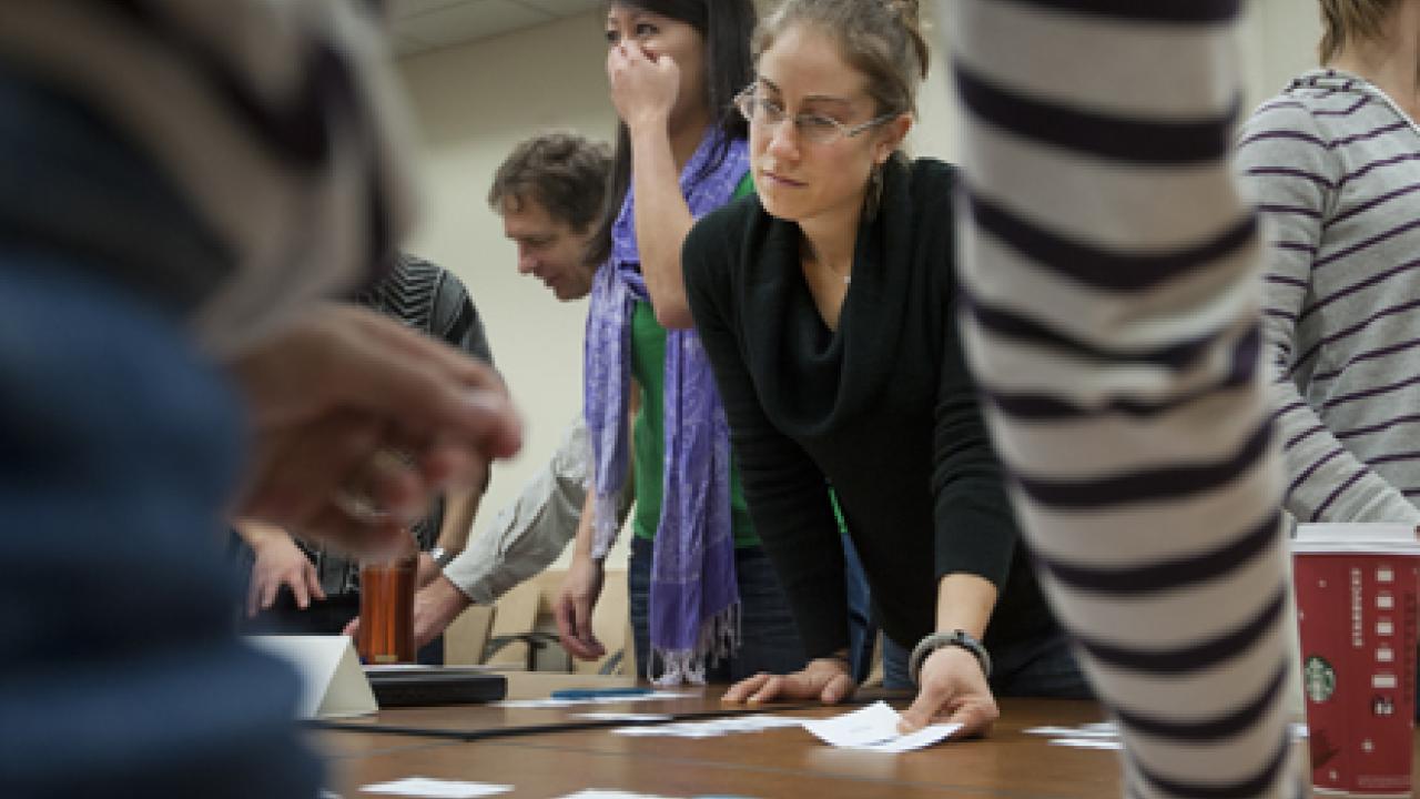 Photo: Lia Winfield, a doctoral candidate in history, attends a GradPathways workshop.