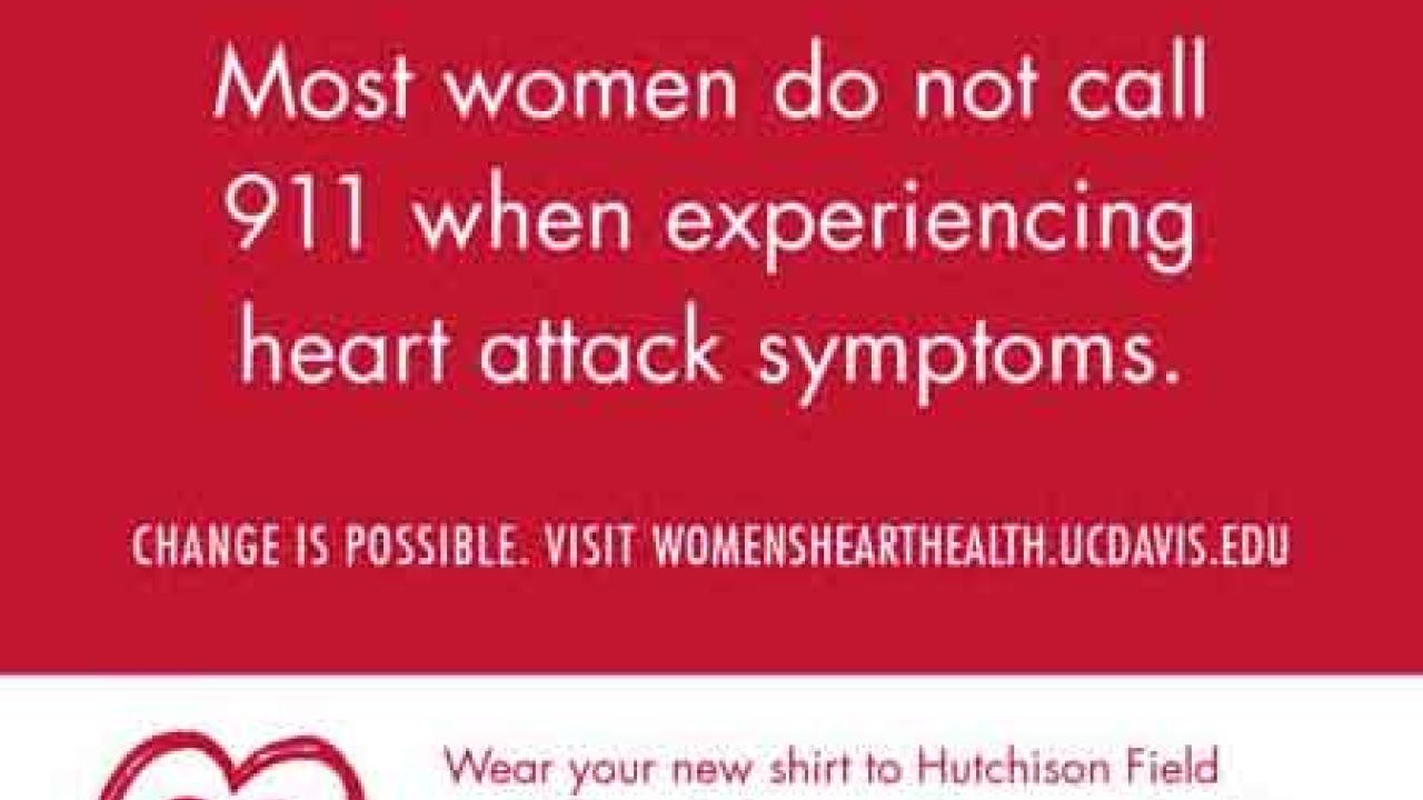 Photo: Students Katie Urban and Taehoon Song model red T-shirts with heart design in white.