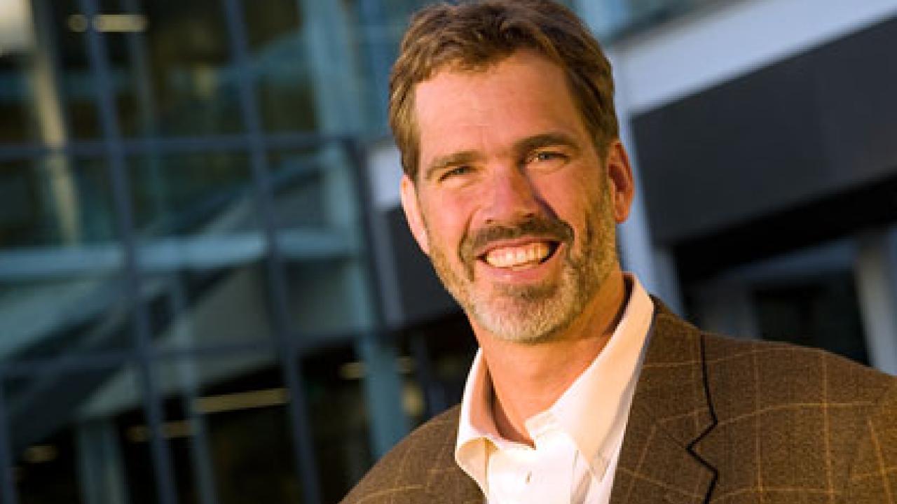Photo: Andrew Hargadon in front of the new GSM building.