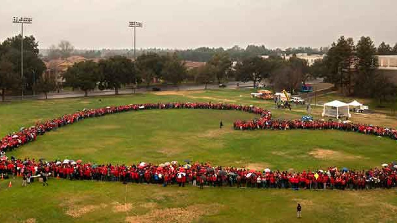 Photo: Heart formation on Hutchison Field, 2014