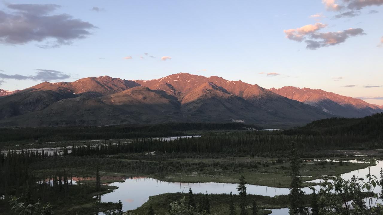 Brooks Range, Northern Alaska view of mountains and meadow