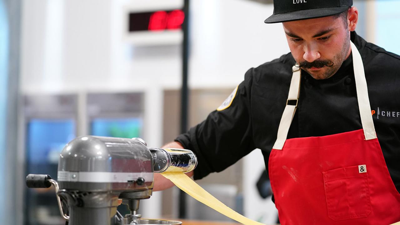 Joe Sasto making pasta.