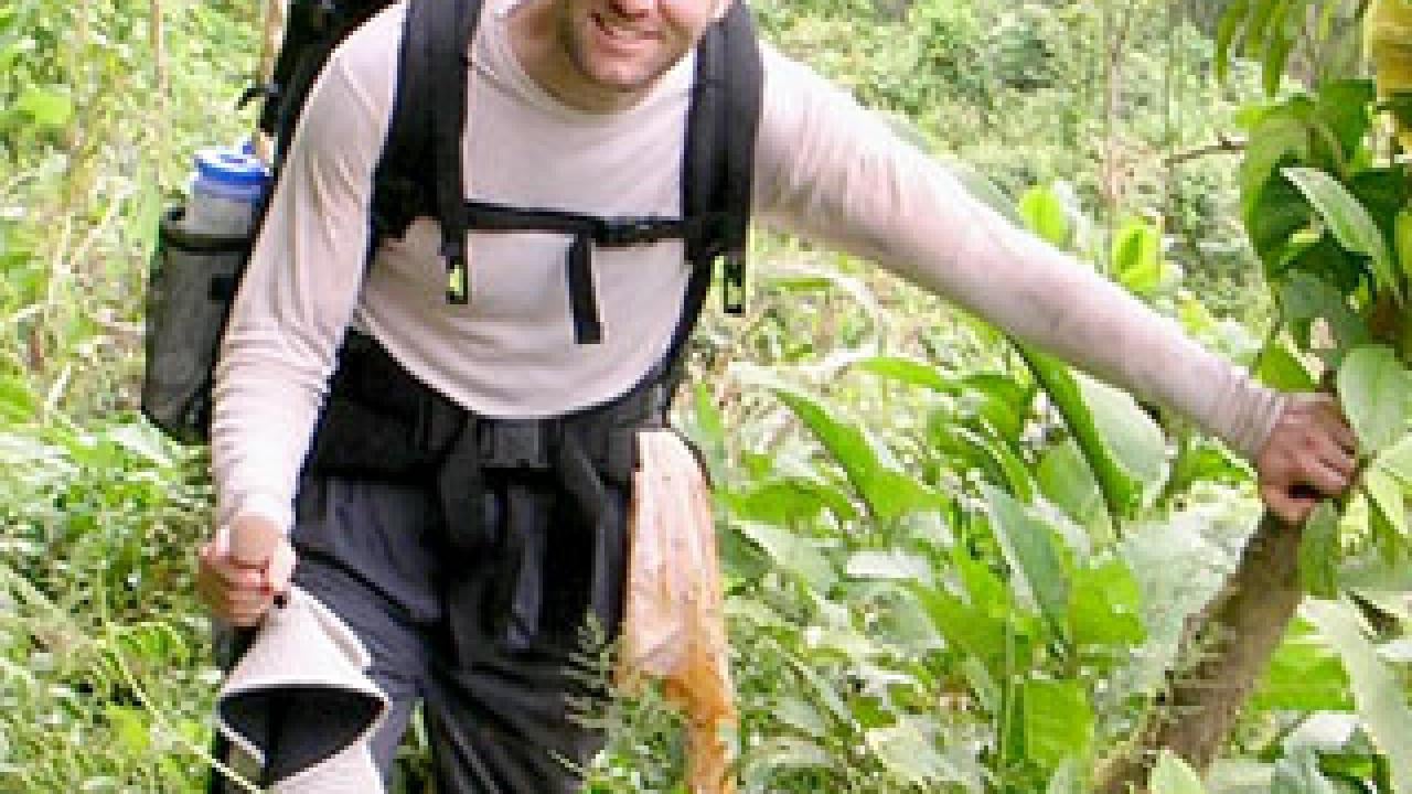 Photo: Artyom Kopp standing in the jungle