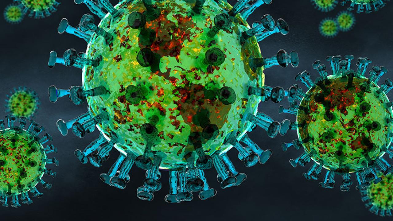 Latin America featured on a globe in the structure of the coronavirus