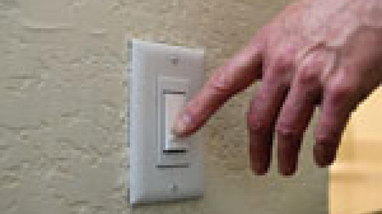 You need to switch them on, Lance Veit says of the bathroom lights in the Webster residence hall. But, in any of the hall&rsquo;s 83 bathrooms, if you forget to turn off the light when you leave, a motion detector in the fixture will do it for you&#2013266048