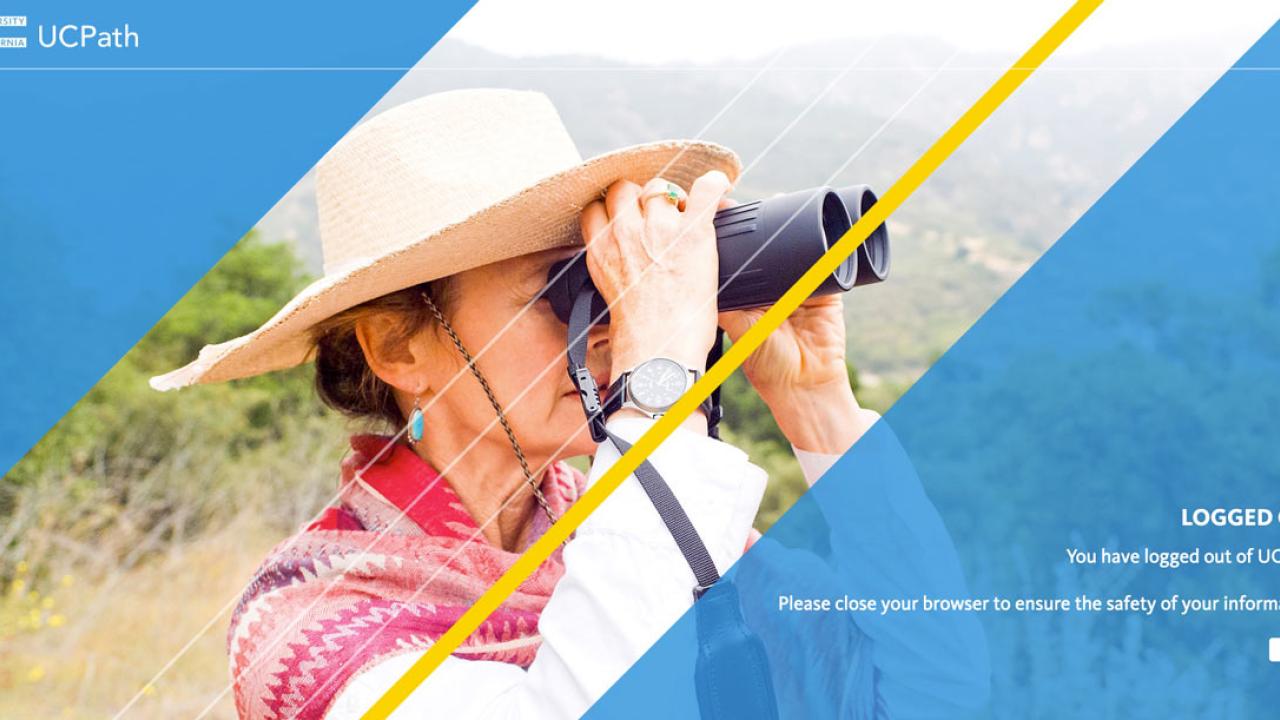 UCPath landing page, with "Logged Out" notice.