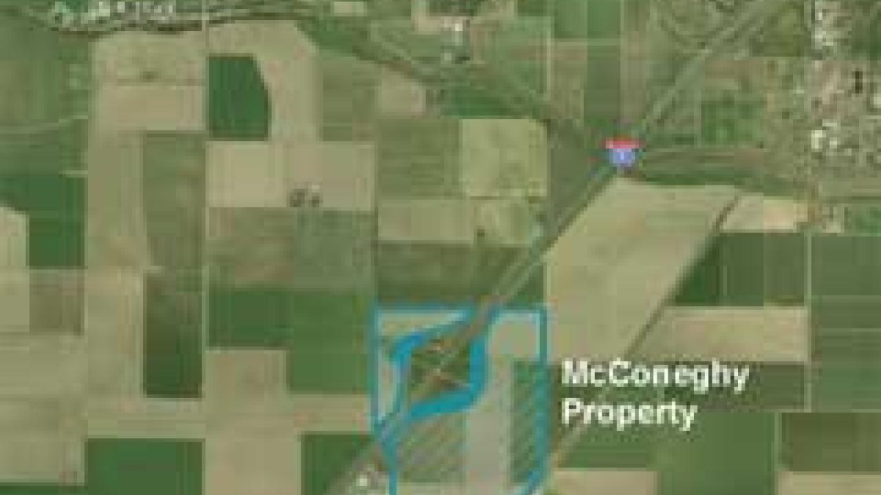 Photo: aerial map with property outlined in blue