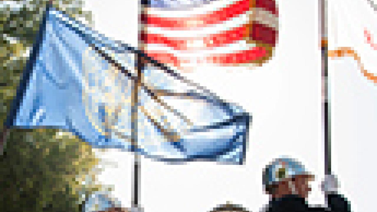 Photo: Army ROTC color guard, marching