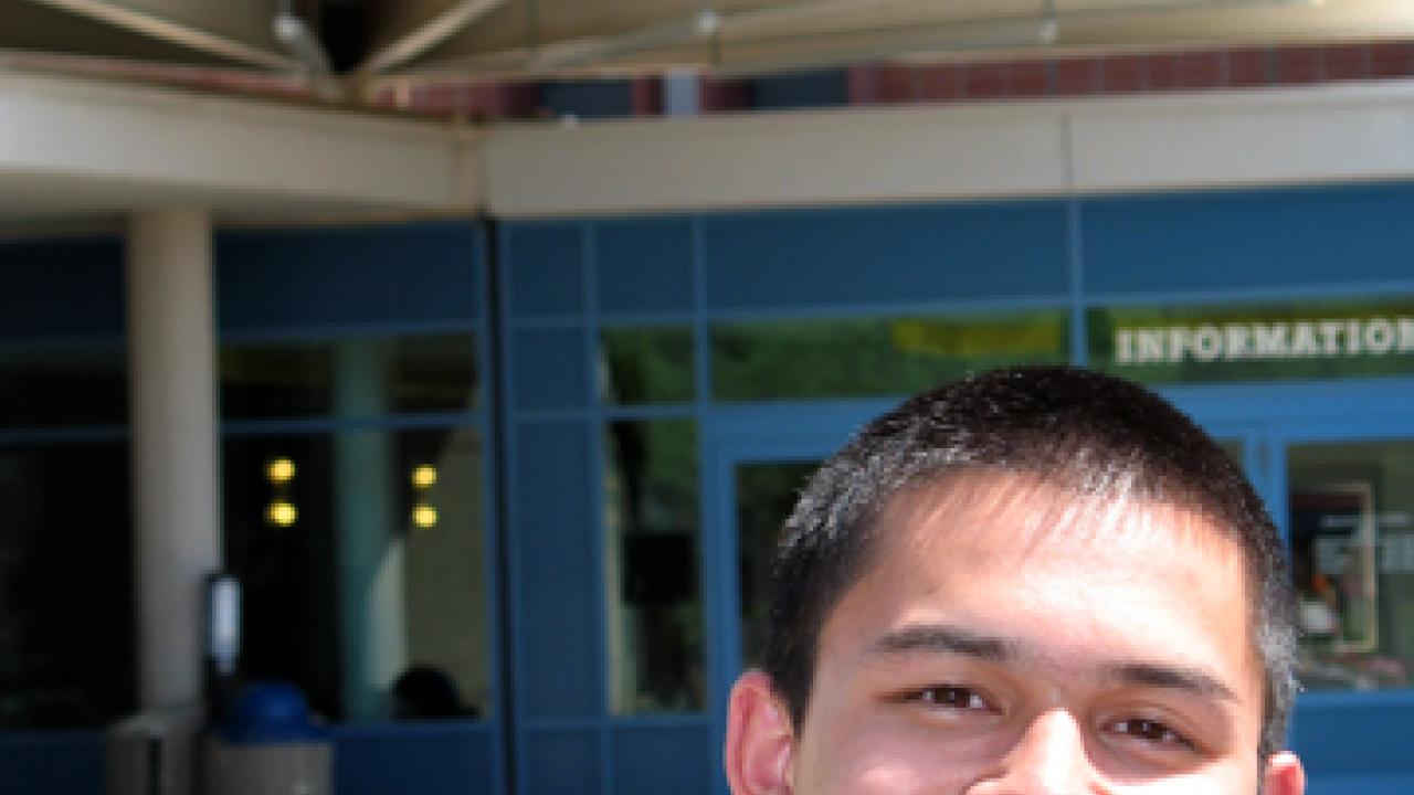 Army ROTC cadet David Darling outside the Memorial Union.