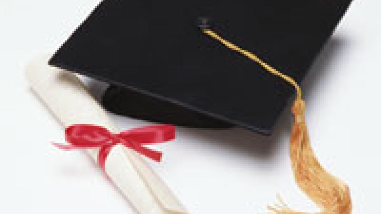 Photo: mortarboard and diploma