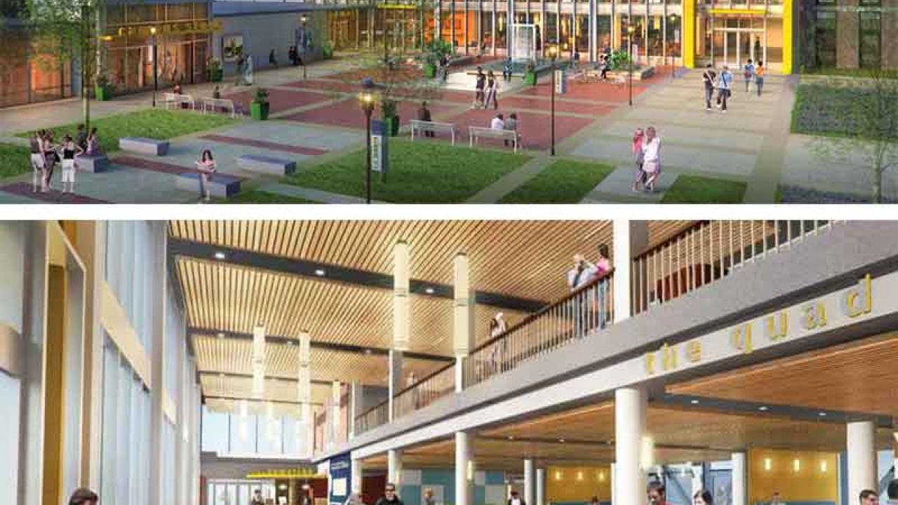 Photos (2): Artist's renderings of Memorial Union's north side and atrium