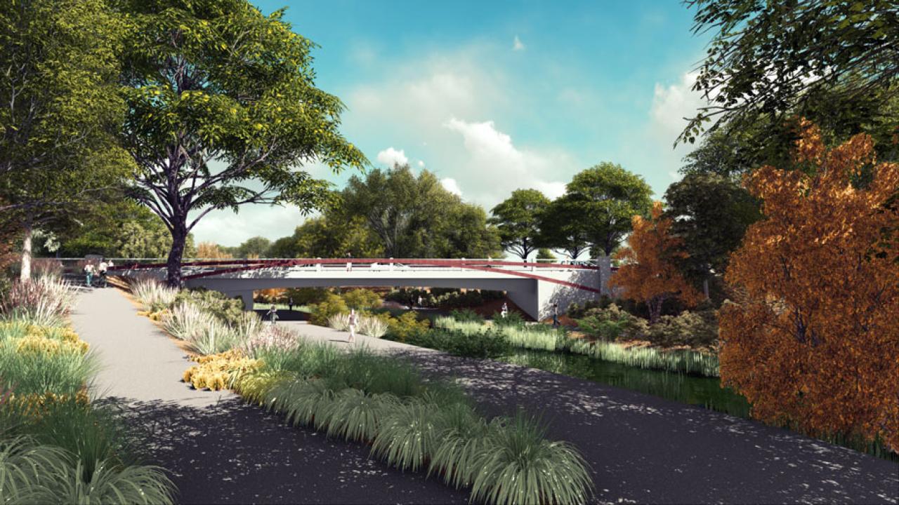 New La Rue Road bridge, showing arch embellishment, rendering