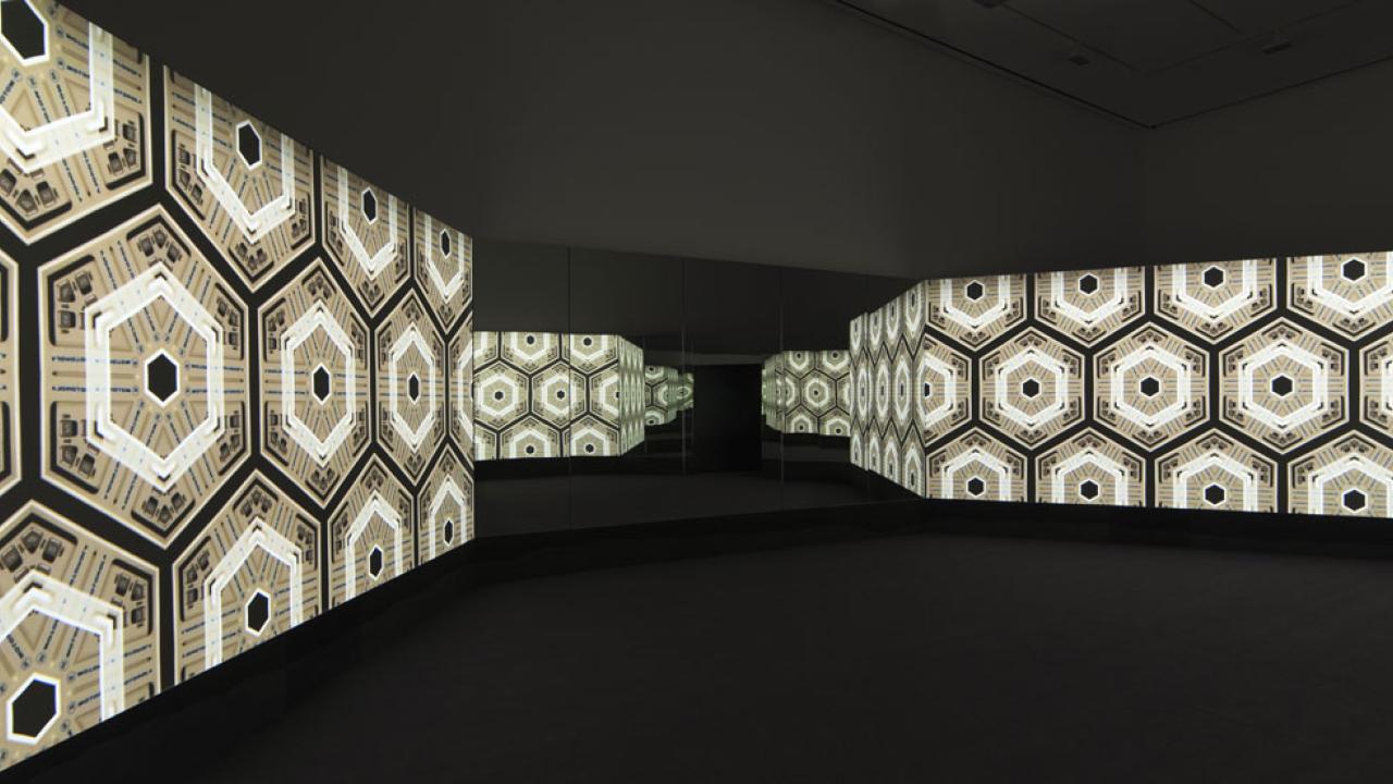 Installation view, geometric pattern
