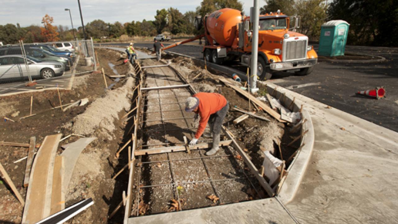 Photo: Sidewalk construction along the "new" Old Davis Road.
