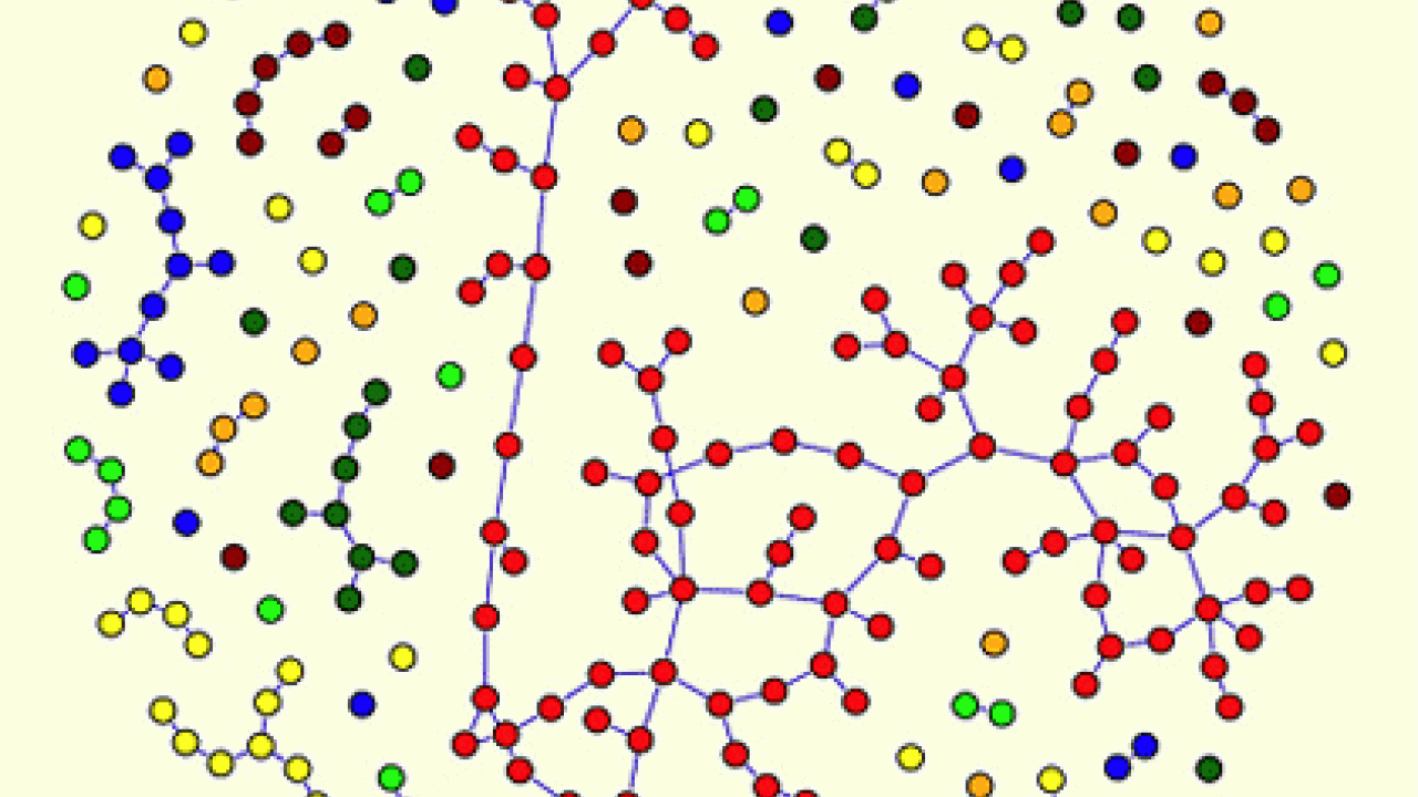Graphic: a circular shaped series of connected dots 