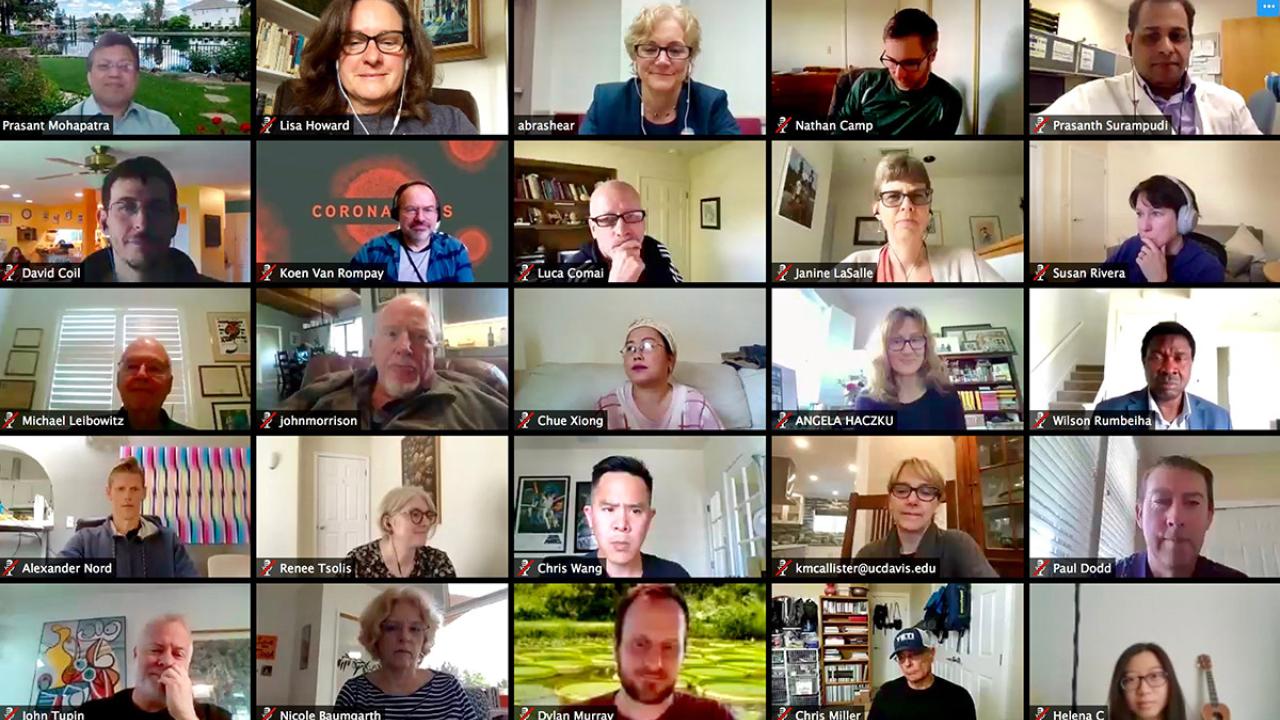 Screenshot of Zoom video conference call.