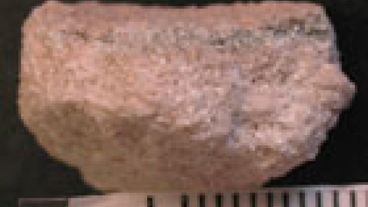 Picture of a rock above a ruler.