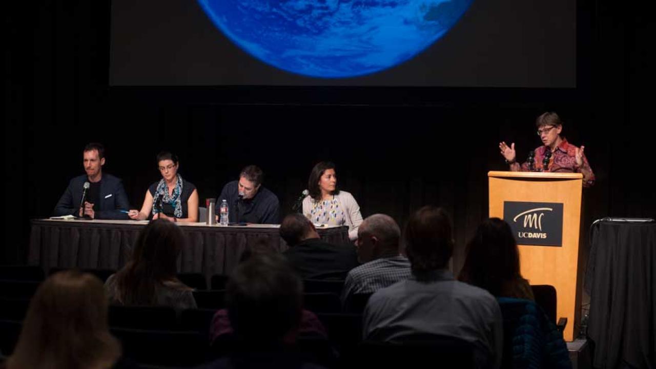 Professor Deb Niemerir at podium during roundtable.