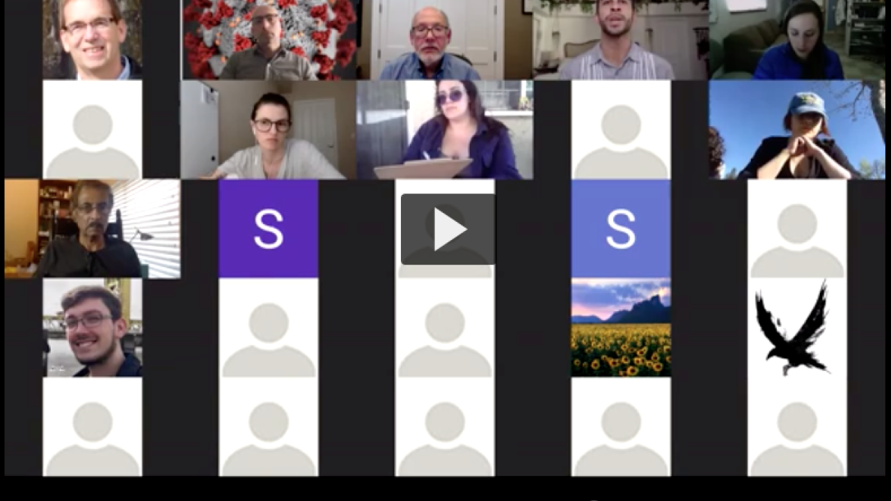 Screenshot of people in a class online