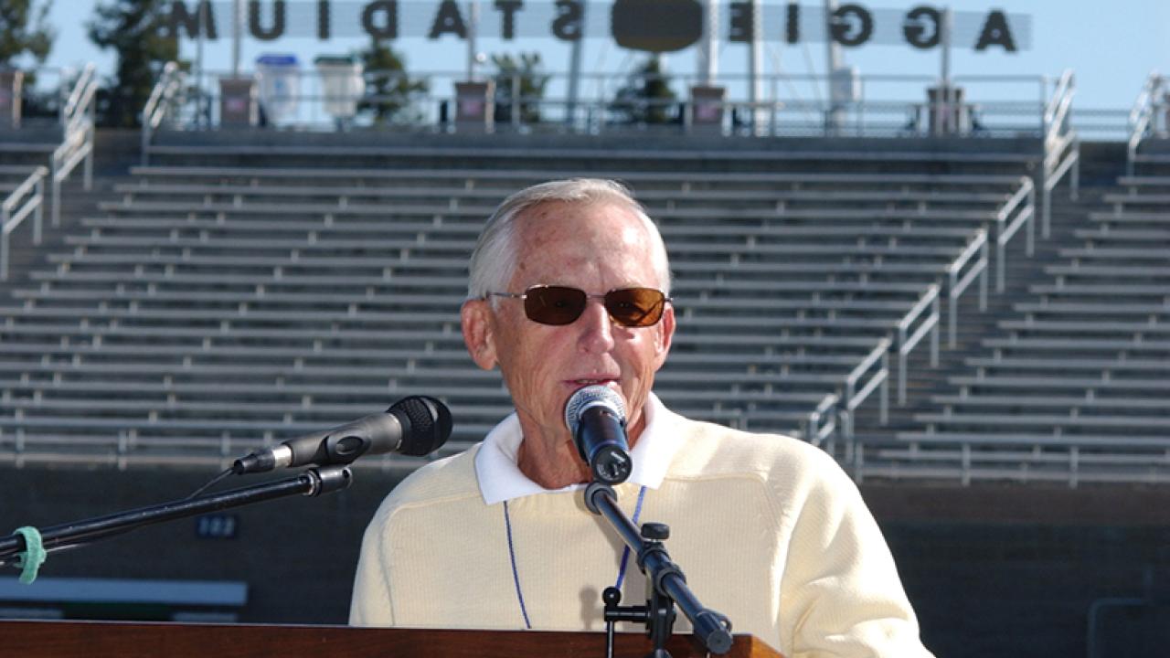 Photo: Coach Jim Sochor at podium.