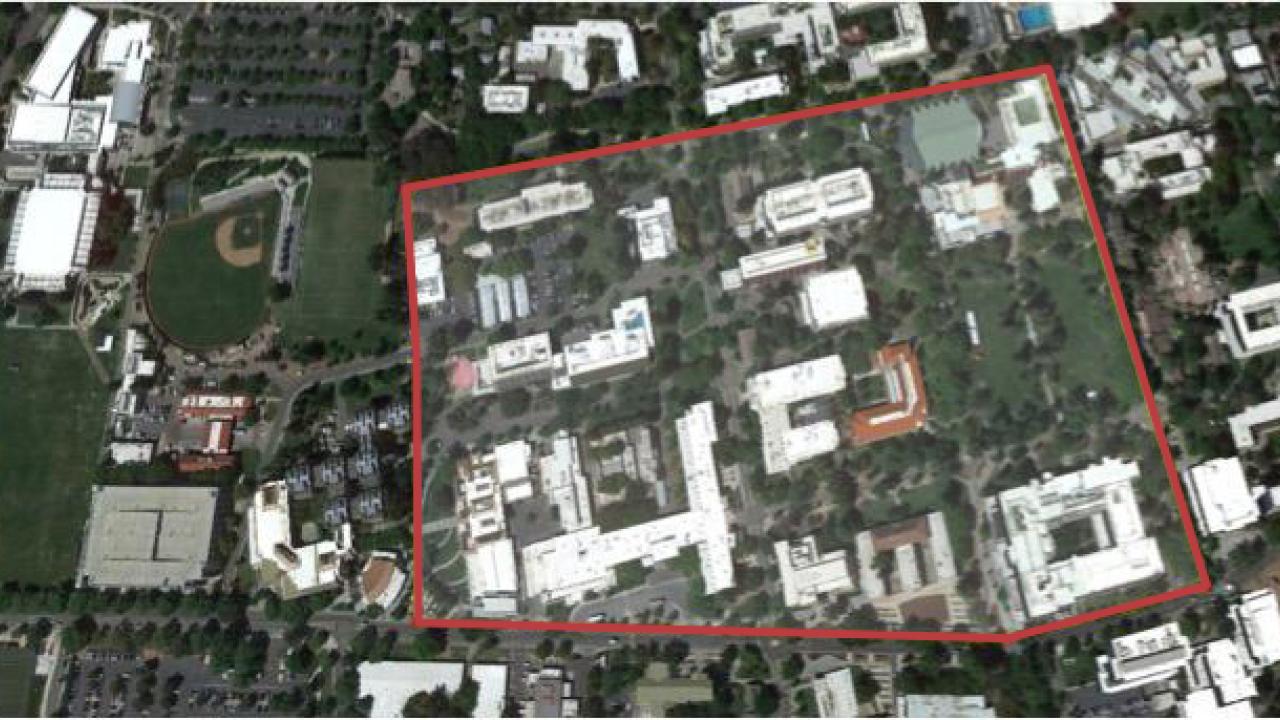 Graphic: An outline shows the size of UC Davis' solar farm.