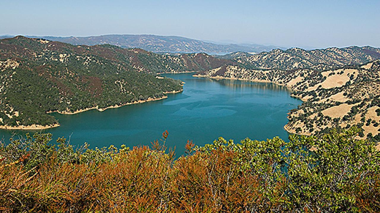 View of a lake from a hillside