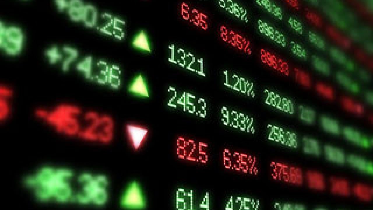 Stock prices on the board