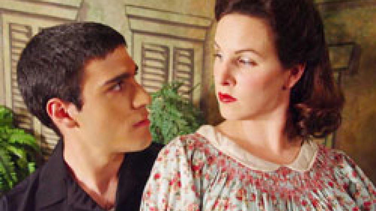 Sparks fly between student actors Ammar Mahmood (Stanley) and Dyan McBride (Stella) in A Streetcar Named Desire.