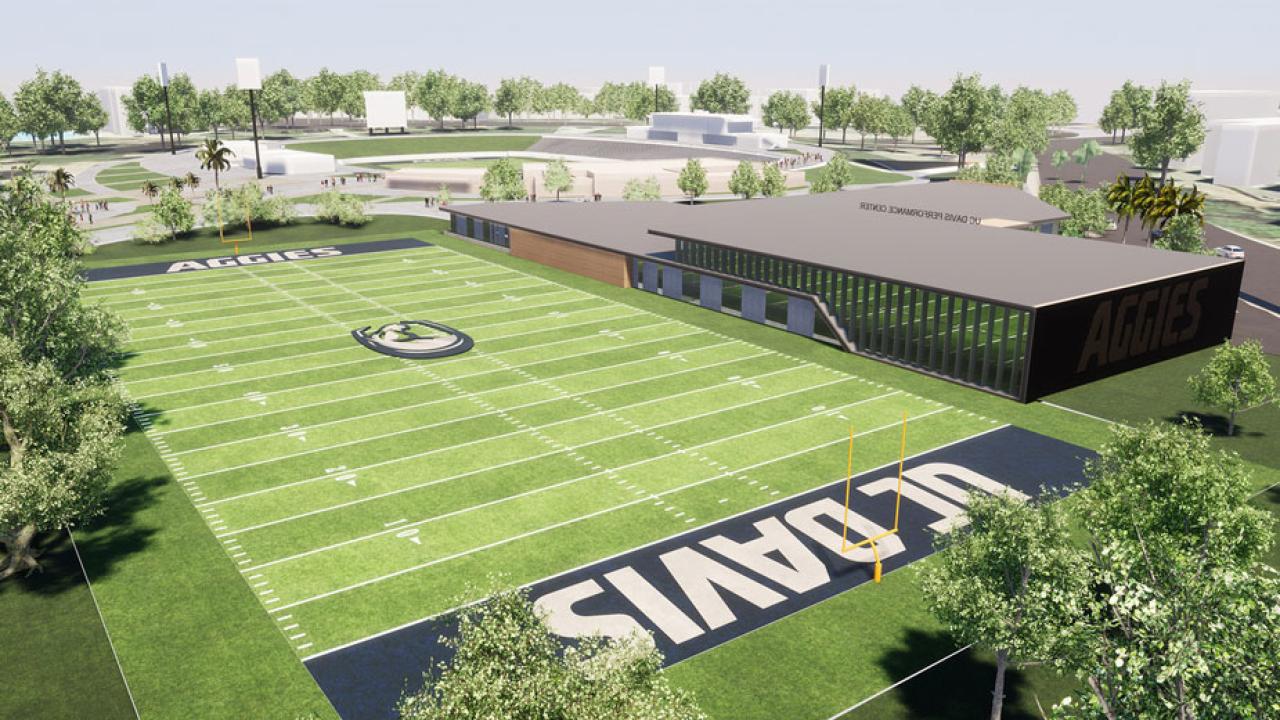 Practice field and Student-Athlete Performance Center, in rendering