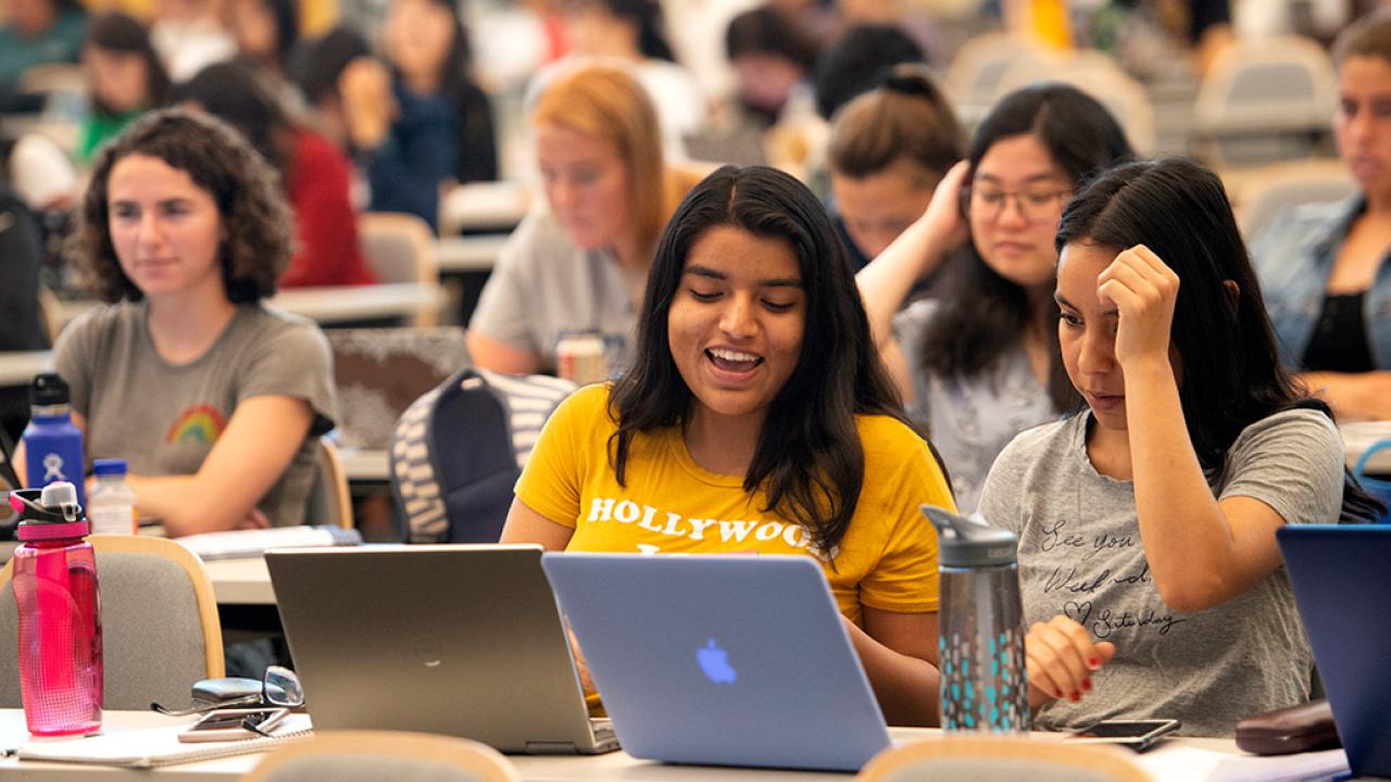 Large classroom of students.