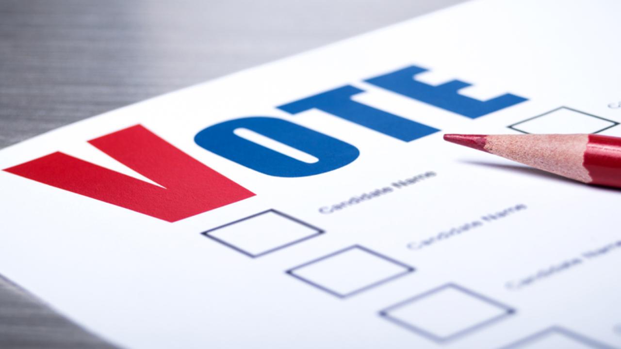 Photo: Pencil and ballot.