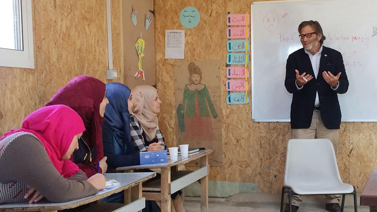 Keith David Watenpaugh with Syrian refugees in Lebanon