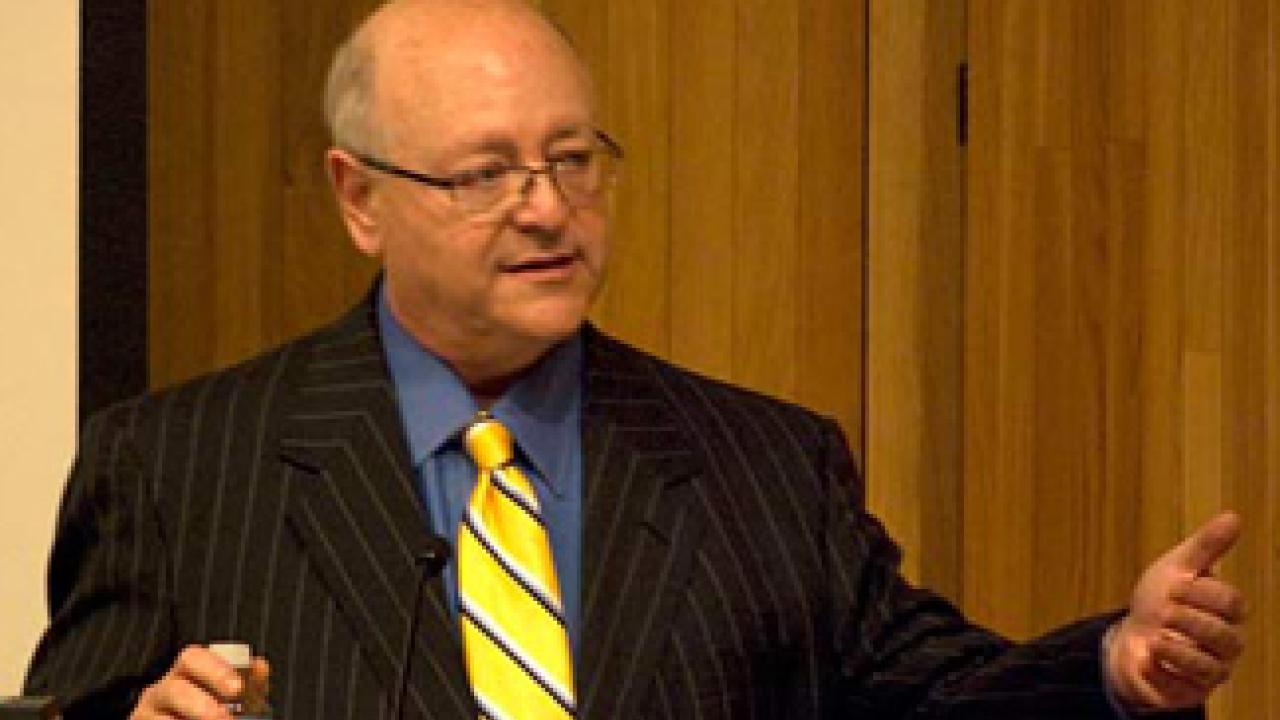 UC President Mark G. Yudof addresses the Academic Senate at Berkeley on April 23.