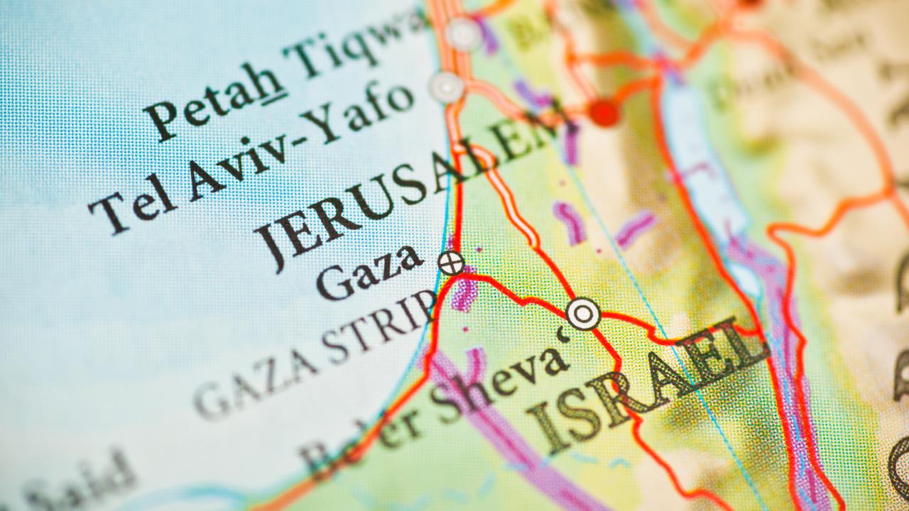 map of Gaza strip area