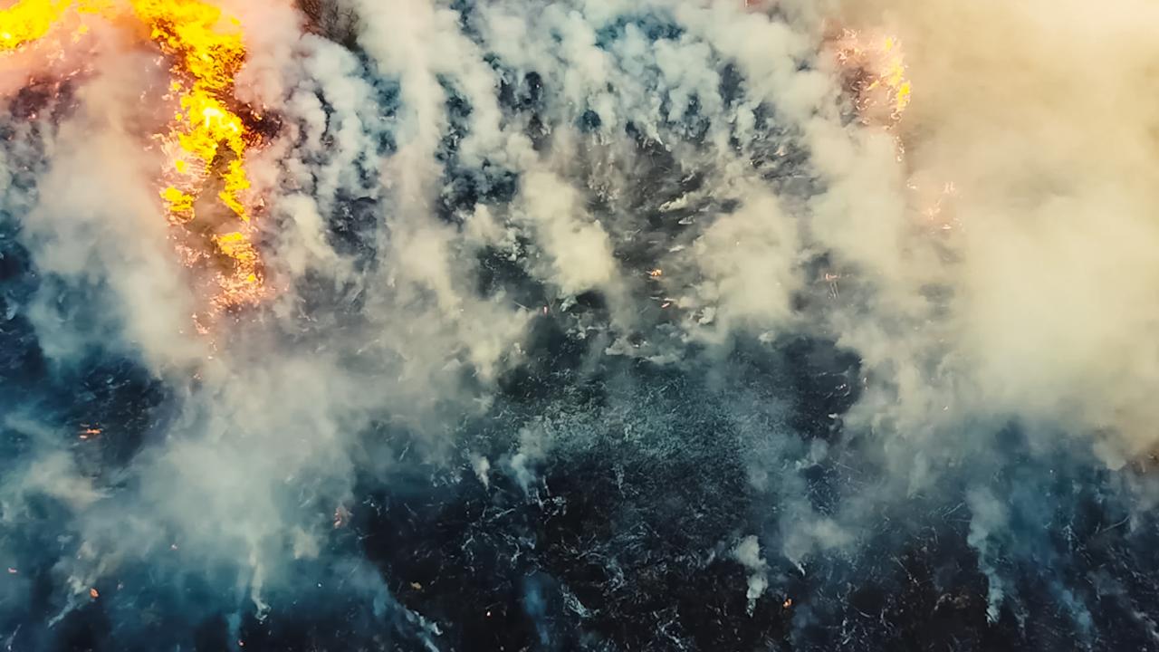 smoke and flames from aerial fire in Russia's Transbaikal forest