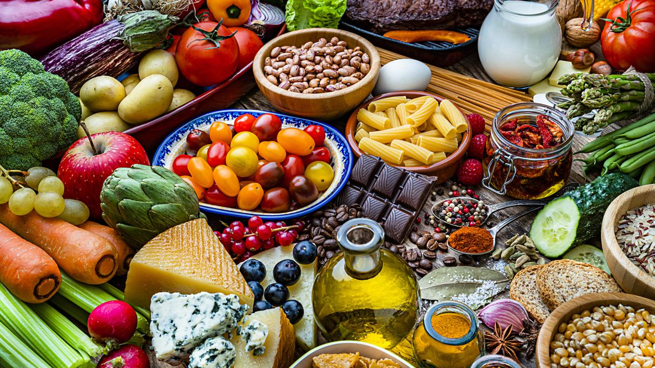 fruits and vegetables on a table