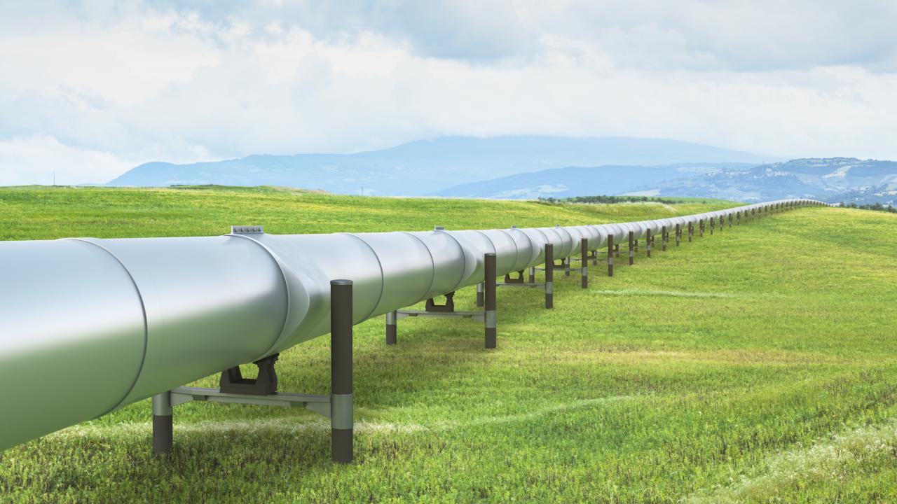 Pipeline in green valley