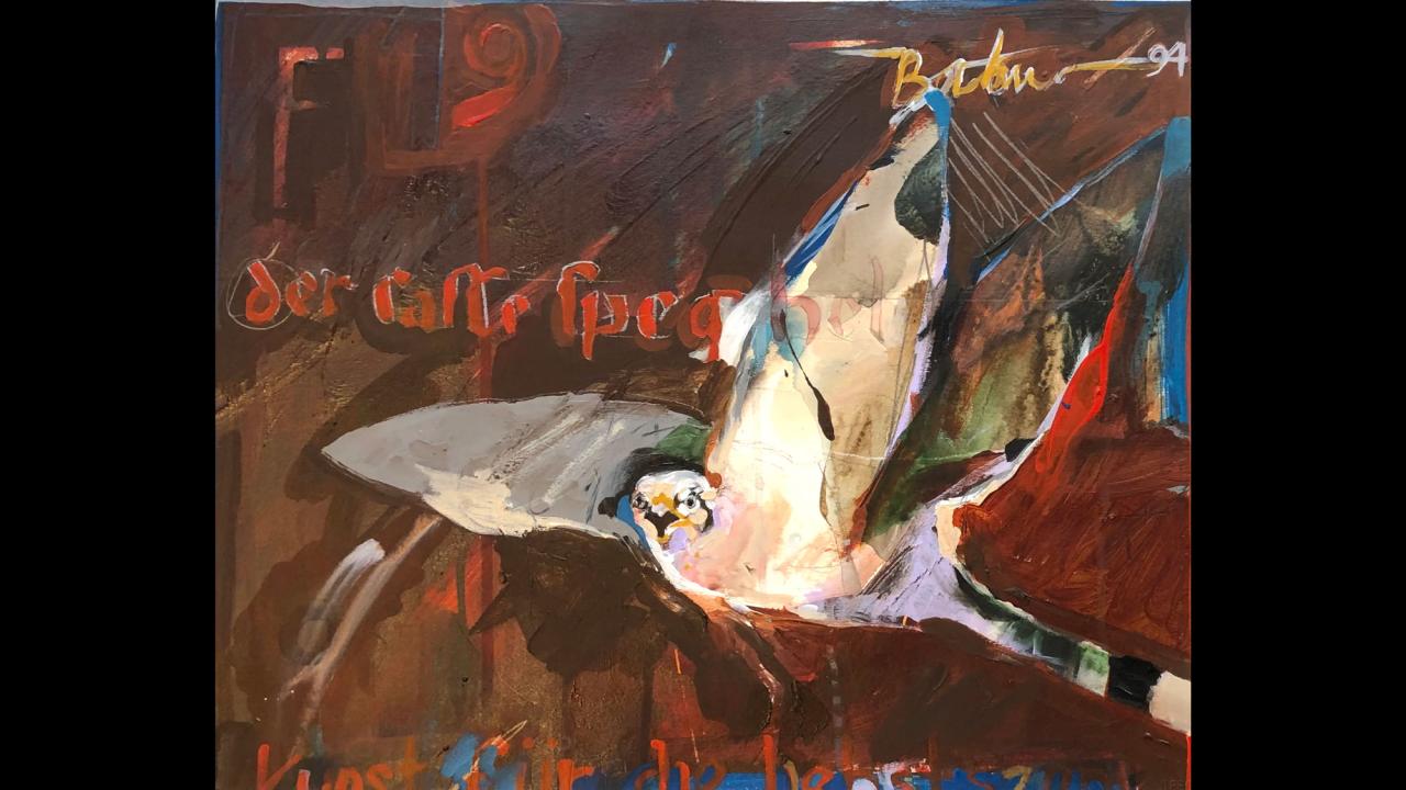 Hawk depicted in artwork