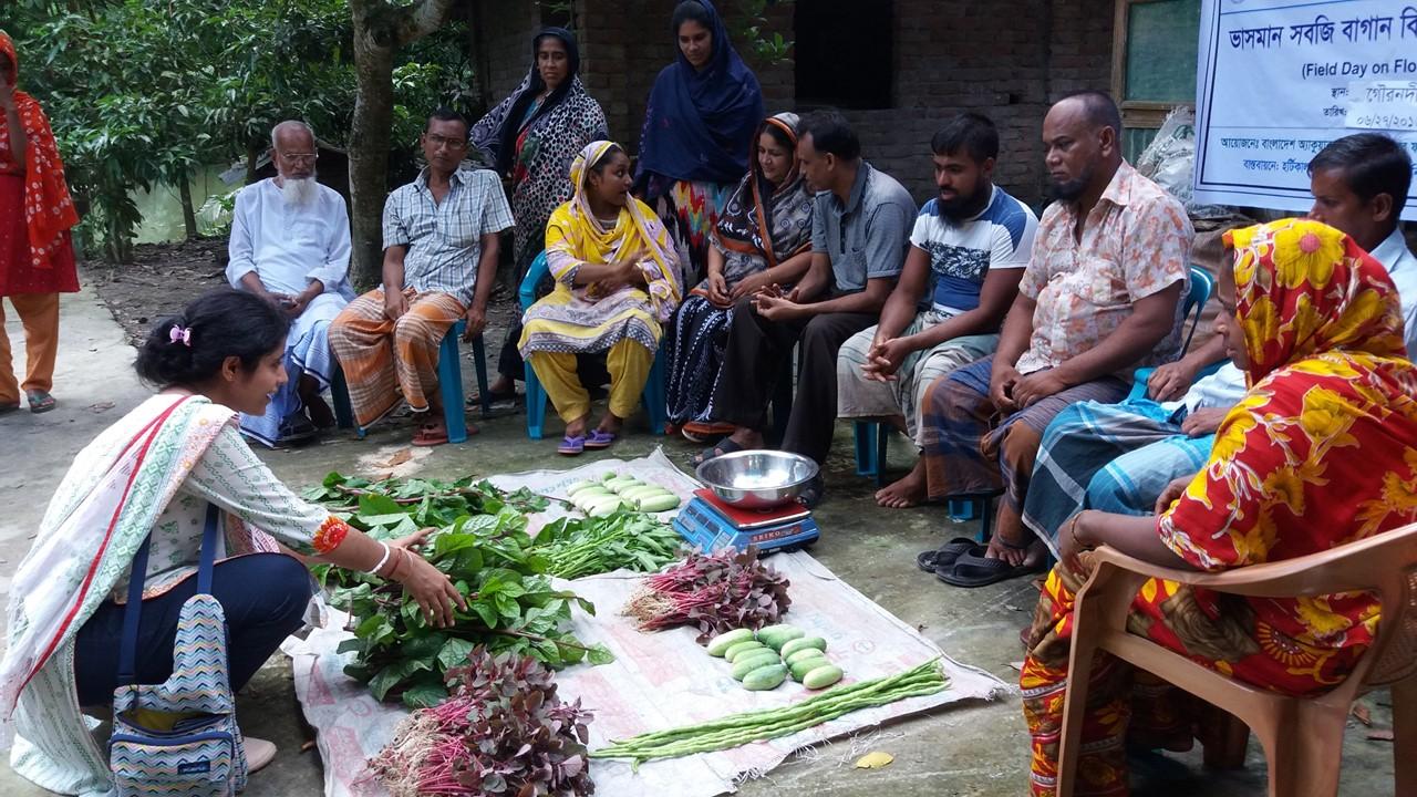 Photo of members of the Horticulture Innovation lab in village in Bangladesh